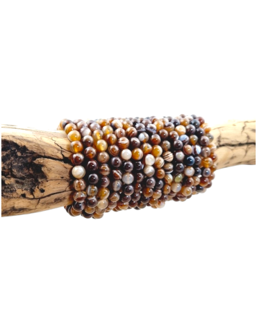 Botswana Agate Coffee Beads Bracelet