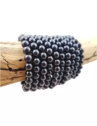 Bracelet agate sardonyx noire perles AA