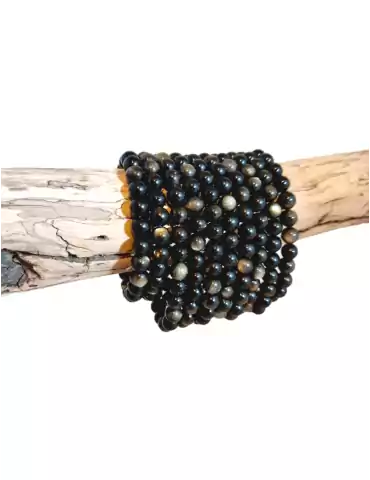 Pulsera de obsidiana dorada con perlas AA