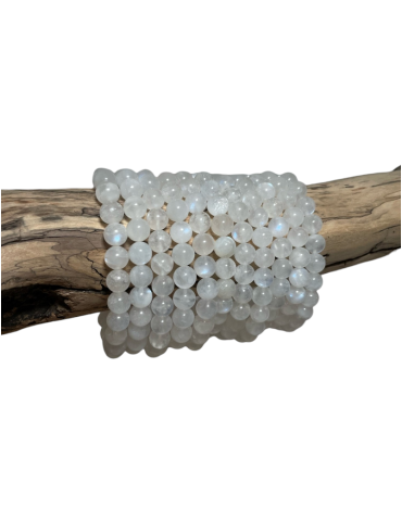 White labradorite bead bracelet AA