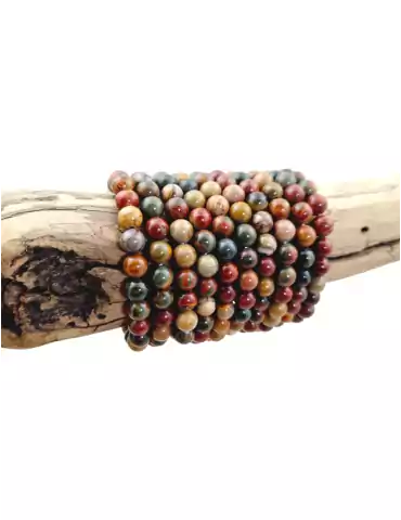 Bracelet Jaspe polychrome perles A