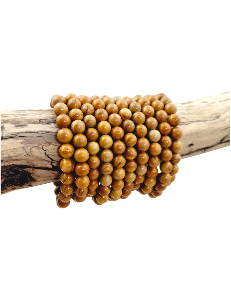 Pulsera de madera de jaspe con perlas A