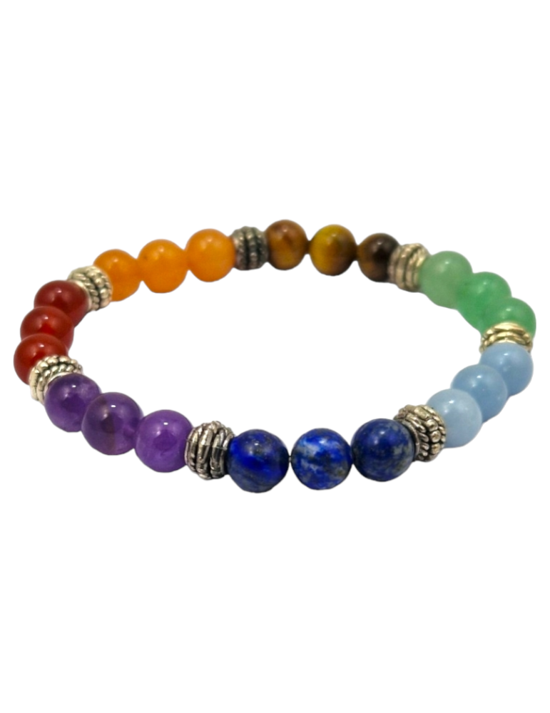 Pulseira 7 chakras com separadores de pérolas A