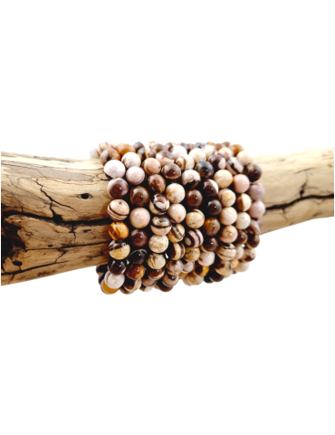 Bracelet jaspe zèbre brun perles A