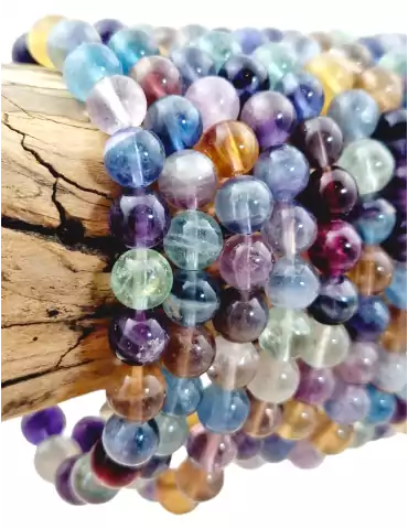 Braccialetto di fluorite multicolore con perle AA