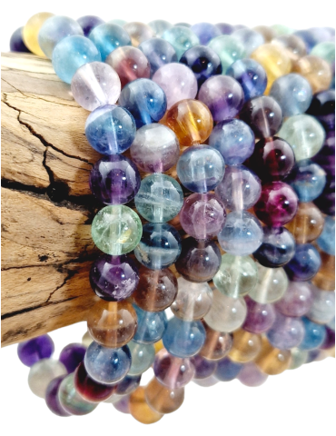 Bracelet fluorite multi couleurs perles AA