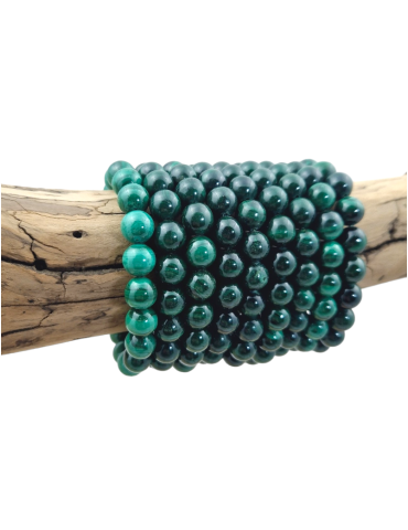 Bracelet malachite foncée perles AA