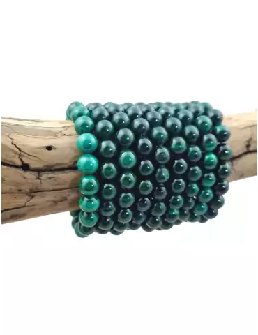 Pulsera de malaquita oscura con perlas AA