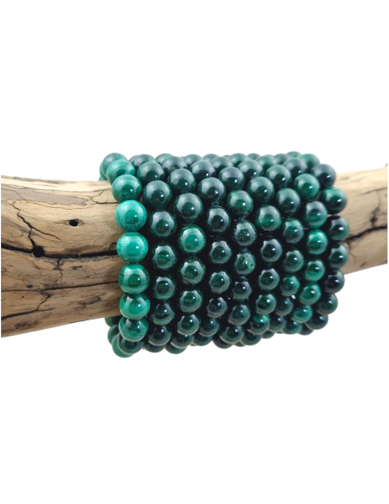 Braccialetto con perle di malachite scura AA