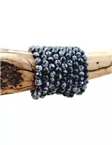 Bracelet obsidienne flocon de neige perles A