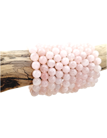 Braccialetto di quarzo rosa Madagascar perle AA