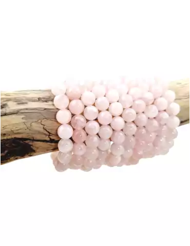 Pulsera de cuarzo rosa Madagascar perlas AA