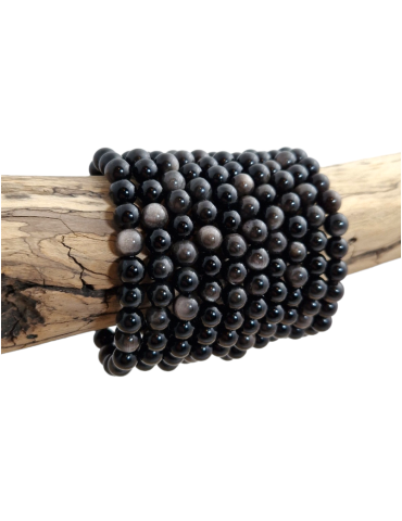 Prata Obsidian pulseira AA Beads