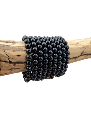 Black obsidian bracelet beads A
