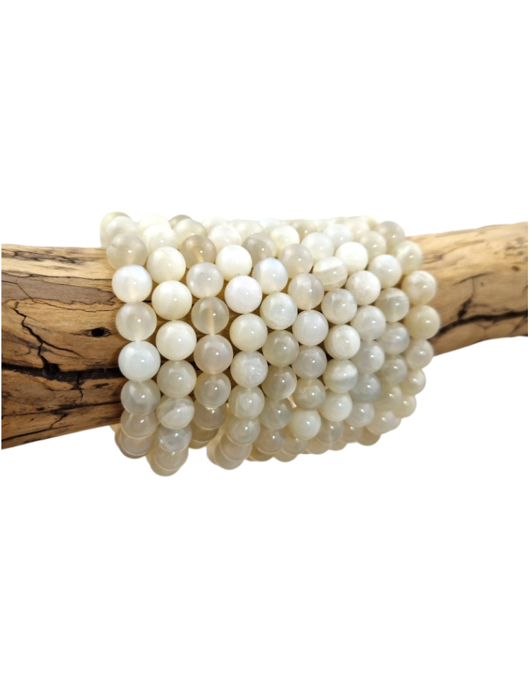 Pulsera de piedra lunar blanca perlas AA