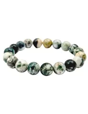 Tree Agate Bead Bracelet A