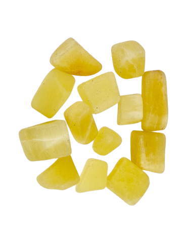 yellow calcite tumbled stones A