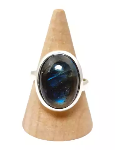 Anello in argento 925 con labradorite blu AA