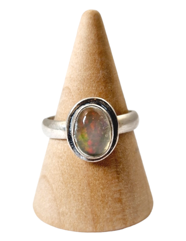 White Opal Ring 925 AA Silver
