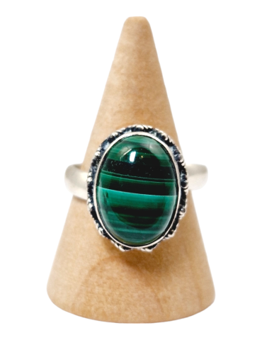 Malachite ring with Indian 925 silver setting