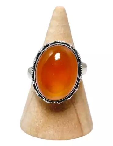 Bague Cornaline serti indien argent 925