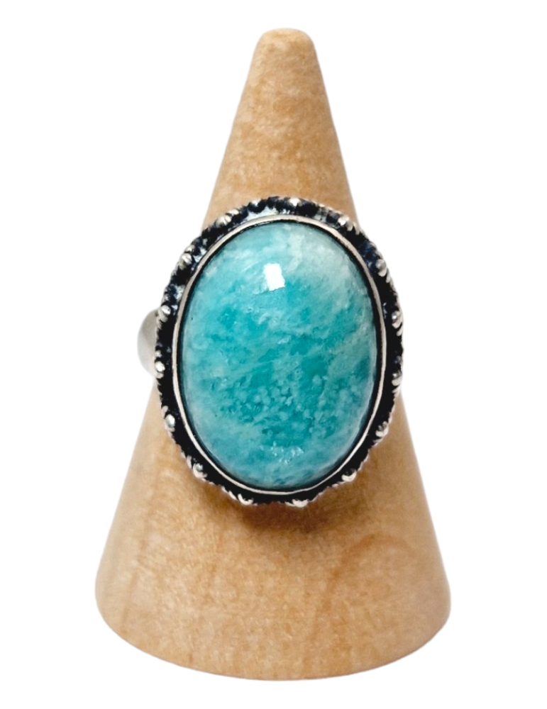 Amazonite ring with Indian 925 silver setting