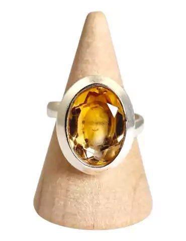 Bague Citrine facettée serti argent 925