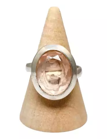 Bague Quartz rose facettée serti argent 925