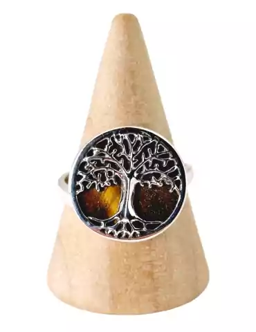 Bague arbre de vie Oeil de Tigre serti argent 925