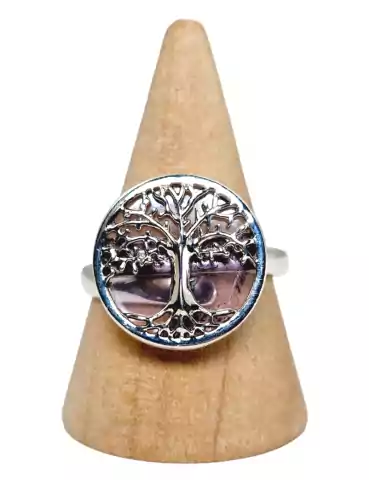 Anello albero della vita con Ametista lavanda incastonata in argento 925