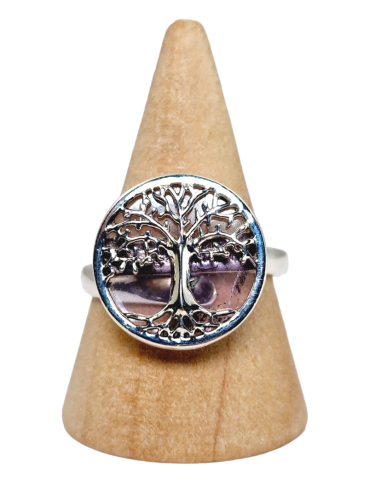 Ring boom van het leven Amethyst lavendel getrokken zilver 925