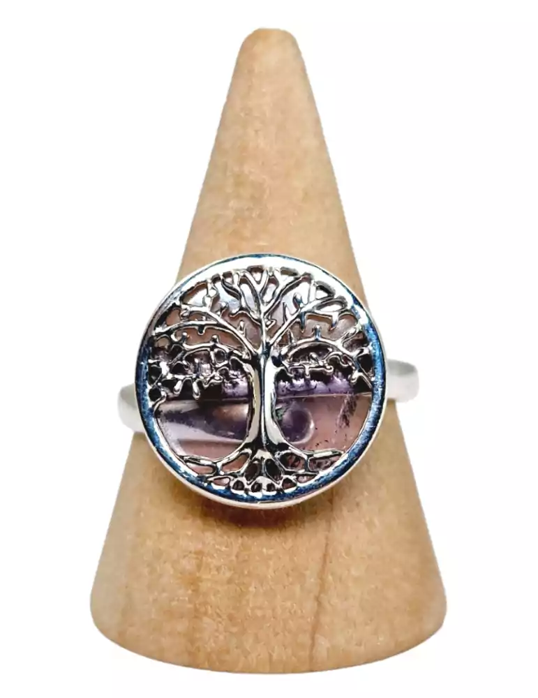 Anello albero della vita con Ametista lavanda incastonata in argento 925