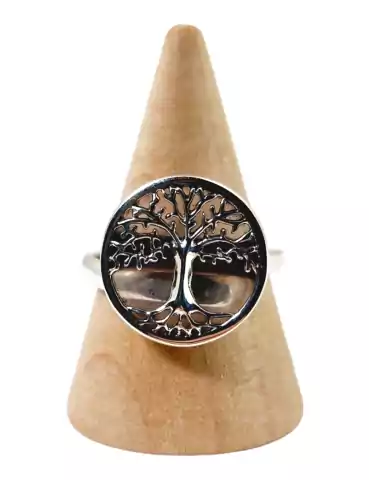 Anello albero della vita in quarzo rosa incastonato in argento 925