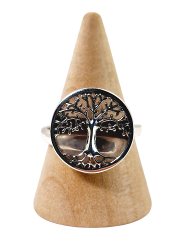 Ring tree of life Quartz rose set silver 925