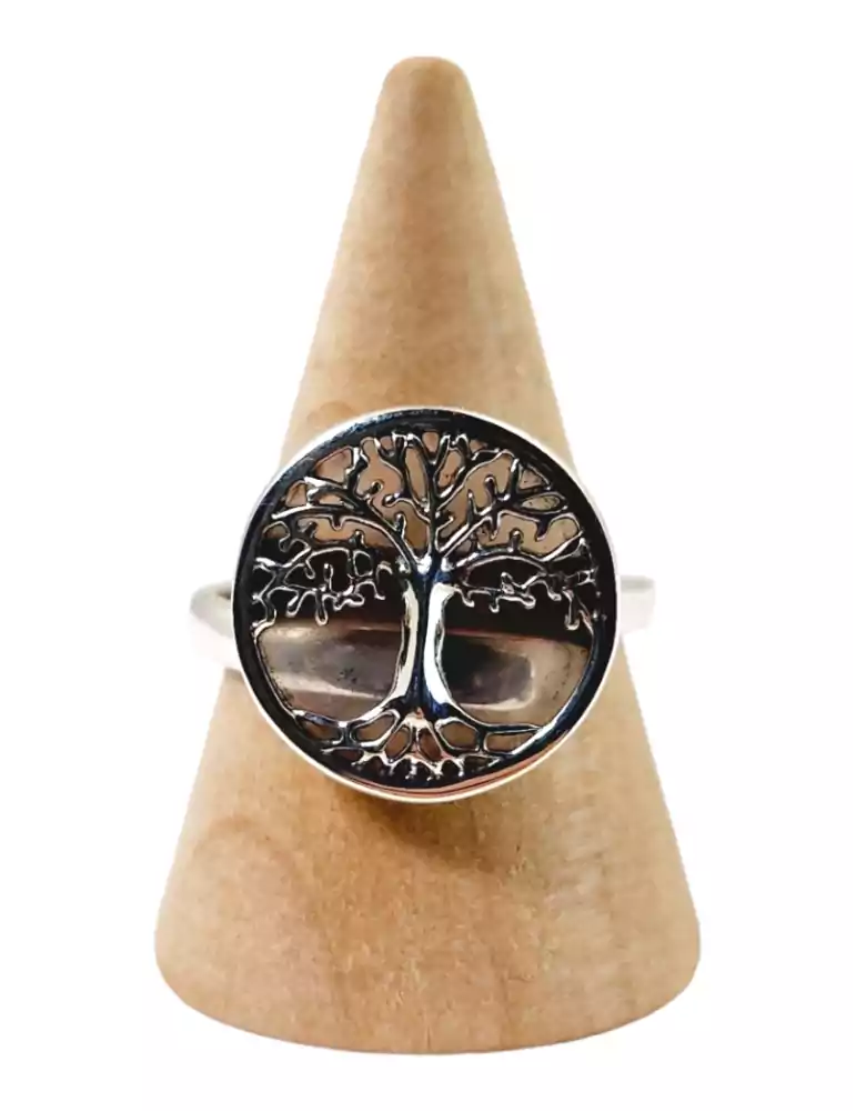 Bague arbre de vie Quartz rose serti argent 925