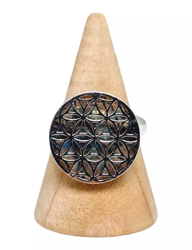 Bague fleur de vie Labradorite serti argent 925