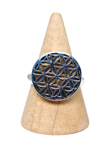 Flower of Life Tiger Eye Ring set in 925 Silver