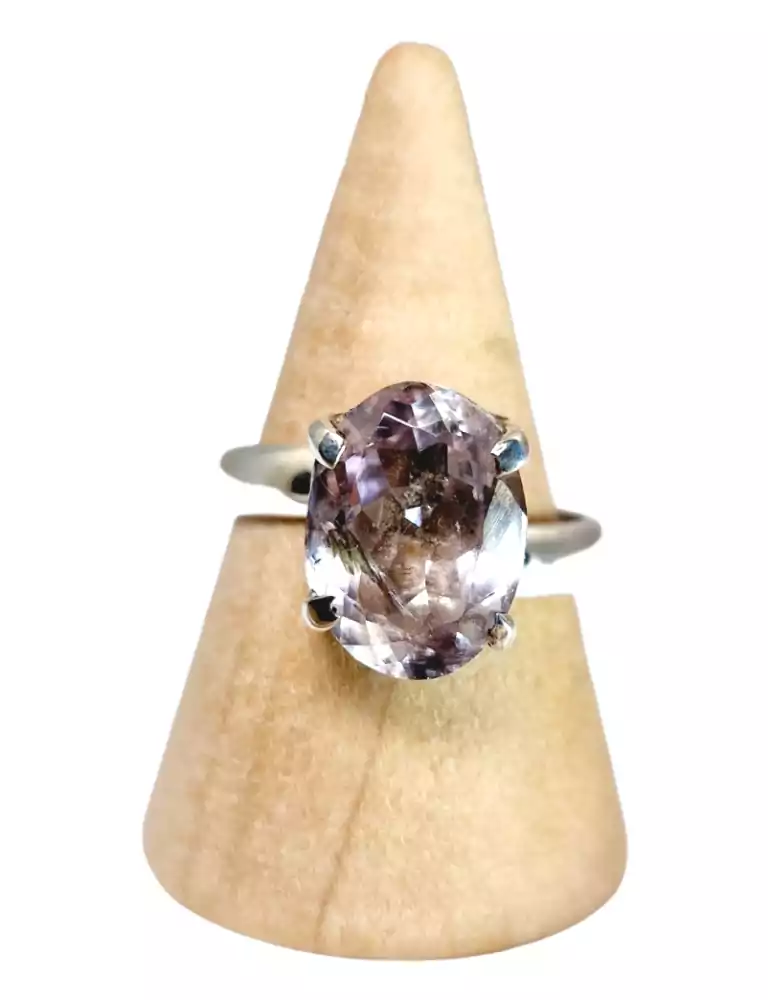 Bague Kunzite rose facettée serti argent 925