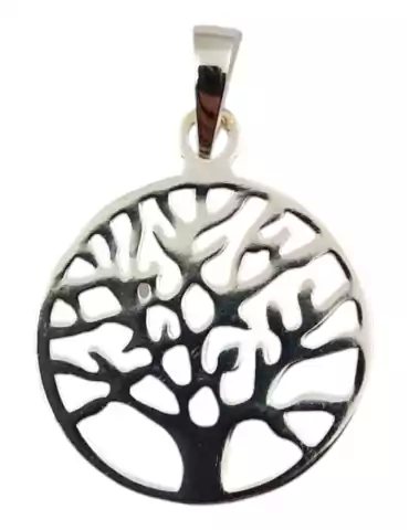 Ciondolo albero della vita scolpito in argento 925 3