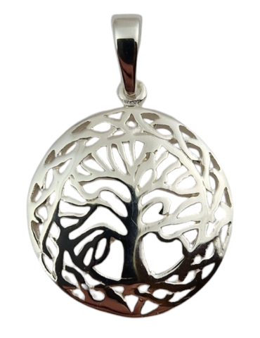 Pendant carved life tree 4 silver 925