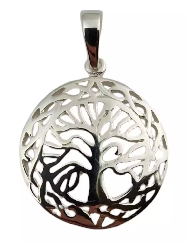 Carved tree of life pendant 4 silver 925