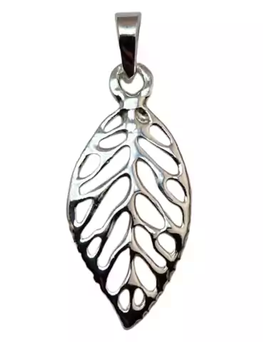 Pendentif feuille sculpté argent 925