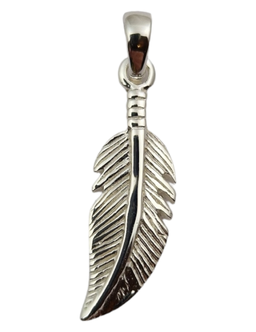 Carved feather pendant 925 silver