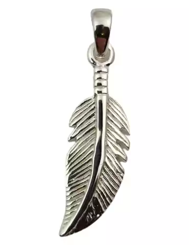 Carved feather pendant 925 silver