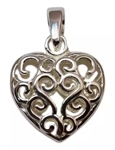 Pendentif coeur sculpté argent 925