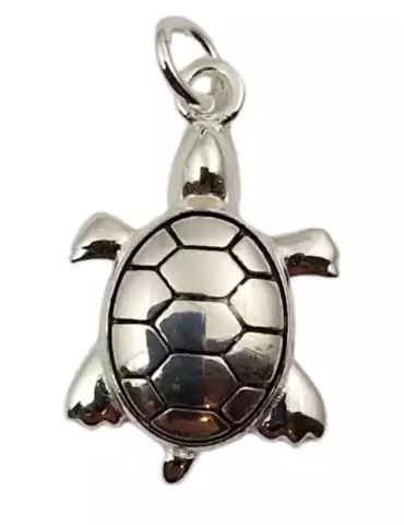 Carved turtle pendant silver 925