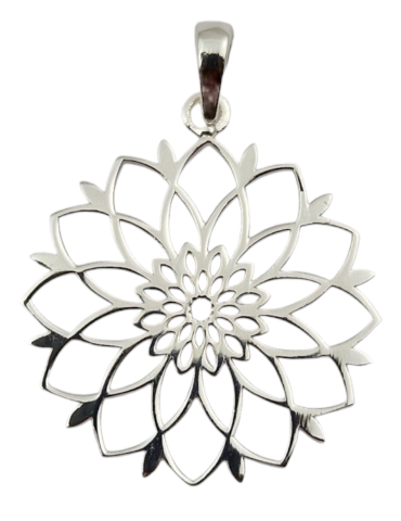 Carved flower pendant silver 925