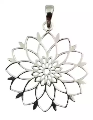 Carved flower pendant silver 925