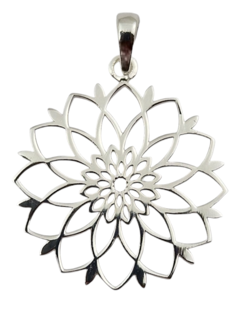 Colgante de flor tallada en plata 925