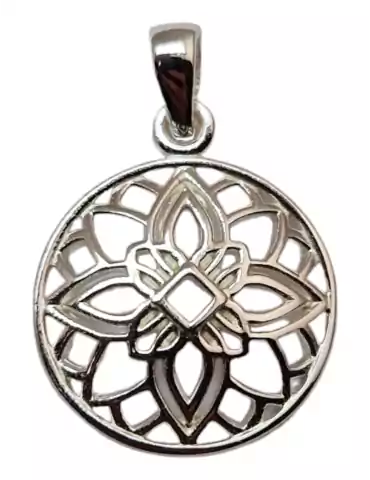 Carved flower pendant 3 silver 925